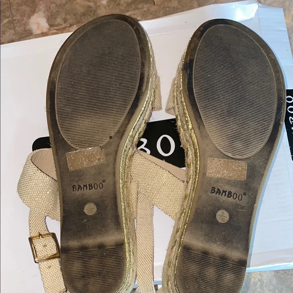 BAMBOO Cream Espadrilles with Natural Woven Design